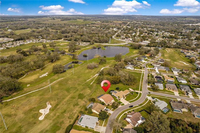 aerial view with a water view and a residential view