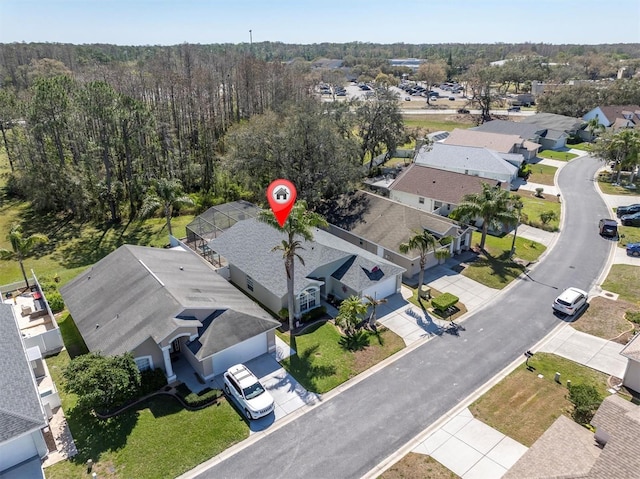 aerial view with a residential view