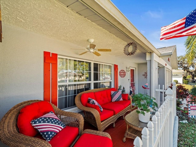 view of patio / terrace featuring ceiling fan