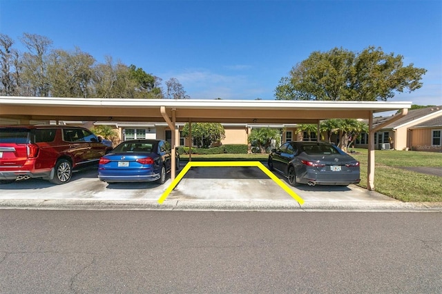 view of covered parking lot