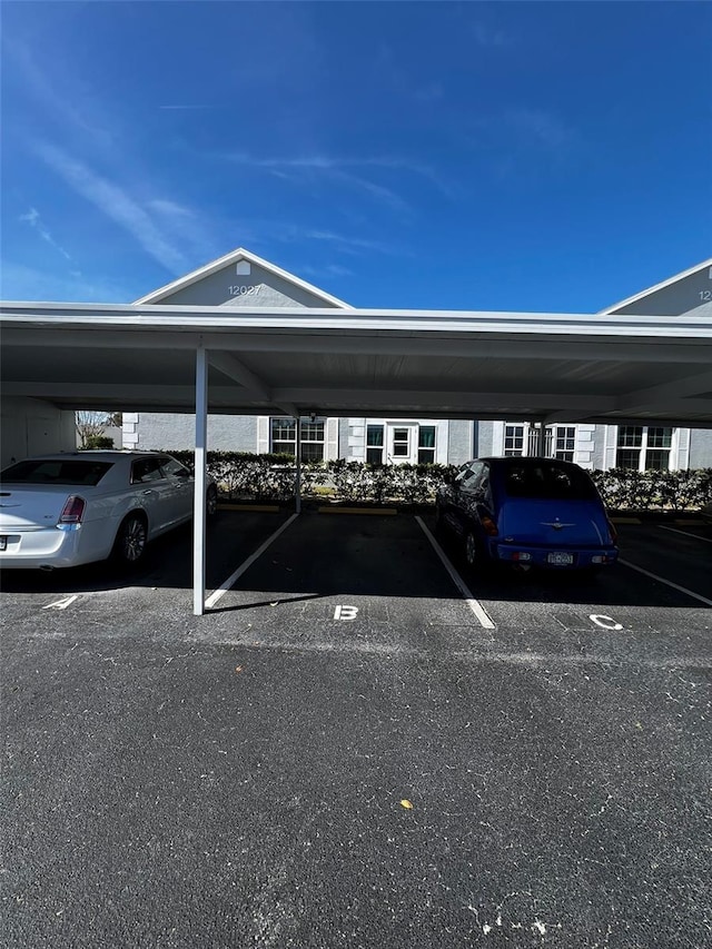 view of covered parking lot