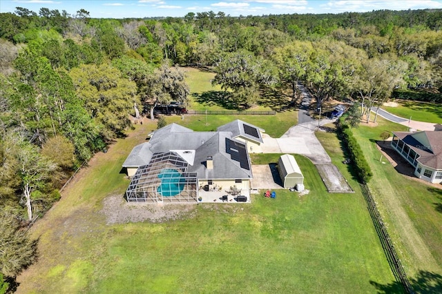 aerial view with a wooded view