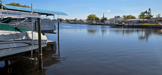 view of dock featuring a water view