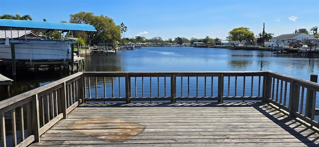 view of dock featuring a water view