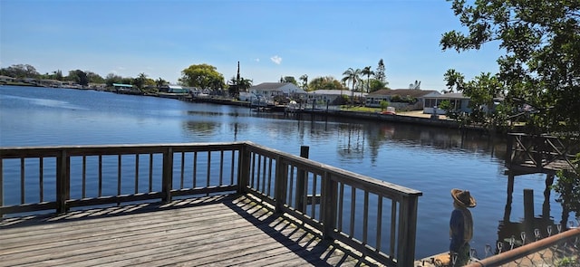 dock area featuring a water view