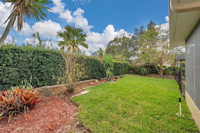 view of yard with a fenced backyard