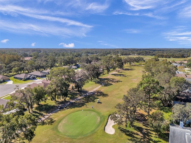 aerial view featuring view of golf course