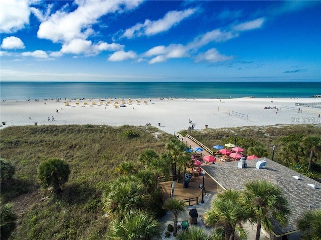 view of water feature featuring a beach view