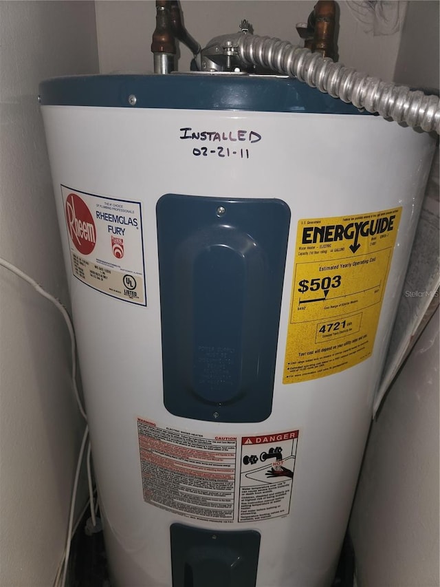 utility room with water heater