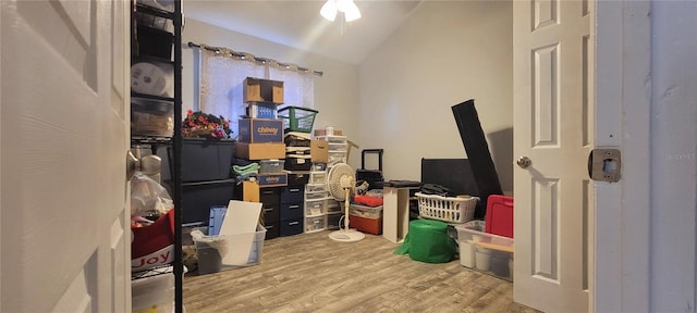 storage room featuring a ceiling fan