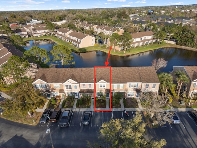 6027 Bayside Key Dr, Tampa, FL 33615 - bird's eye view featuring a water view and a residential view