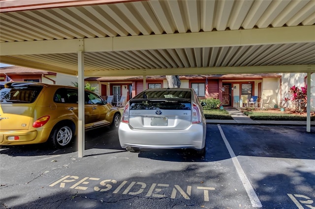 view of covered parking lot