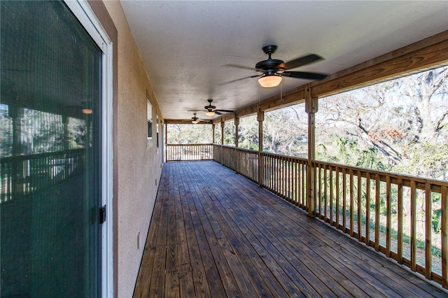 wooden terrace with ceiling fan