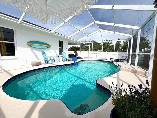 5801 65th Ter N, Pinellas Park, FL 33781 - view of swimming pool with a patio and glass enclosure