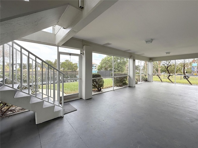 view of unfurnished sunroom