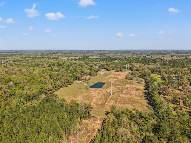 bird's eye view featuring a forest view