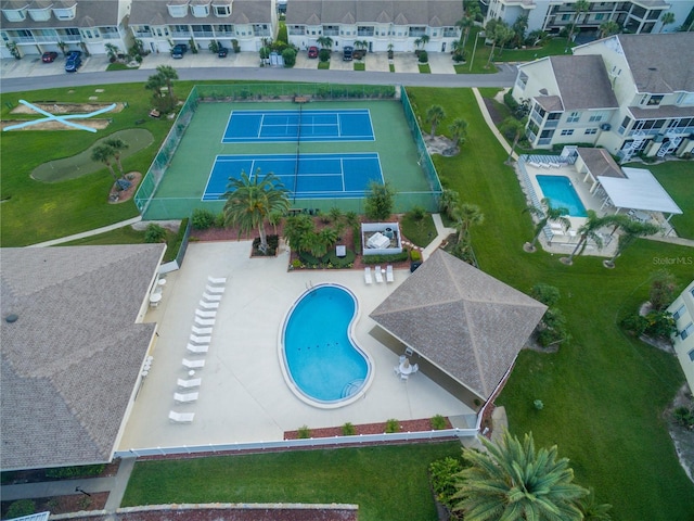 aerial view with a residential view