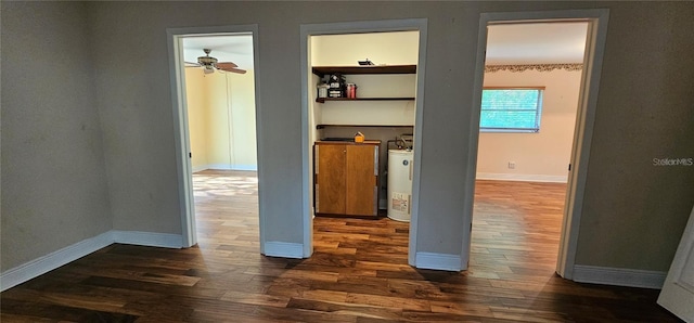 17932 Wendy Sue Ave, Hudson, FL 34667 - hall with dark wood finished floors and water heater