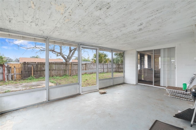 view of unfurnished sunroom