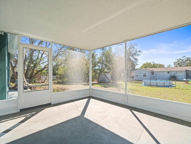 view of unfurnished sunroom