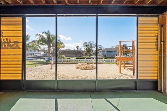 entryway with concrete floors