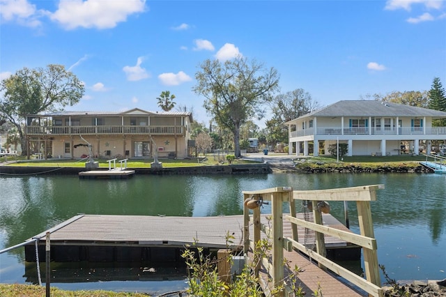 view of dock featuring a water view