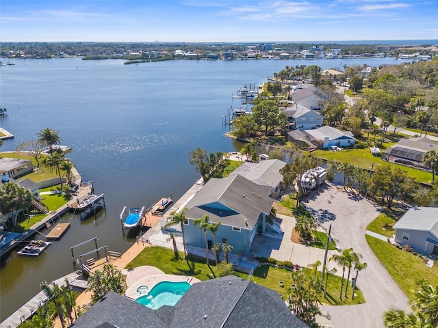 bird's eye view featuring a water view