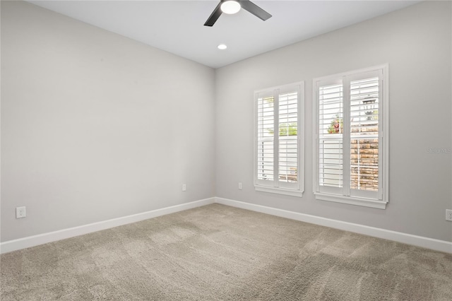 3130 Forsythia Dr, Odessa, FL 33556 - spare room with baseboards, carpet, ceiling fan, and recessed lighting