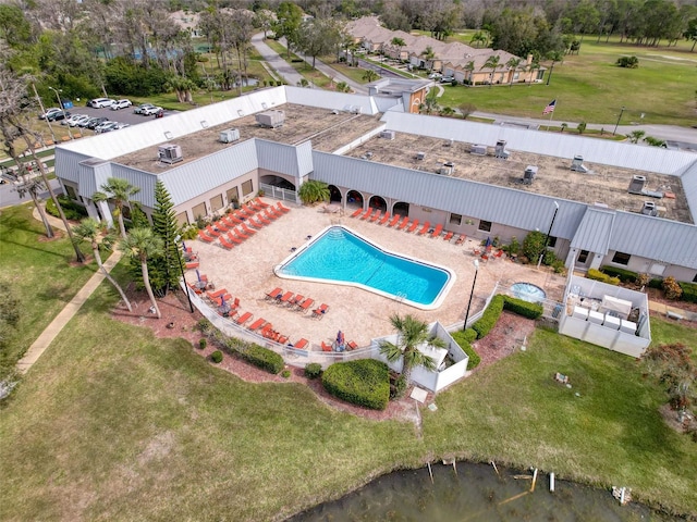 community pool with fence