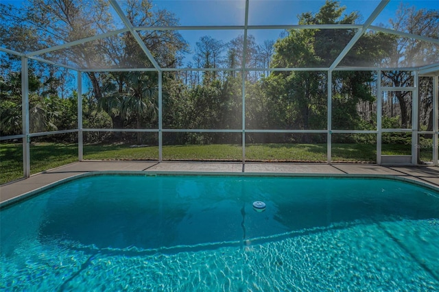 pool with glass enclosure