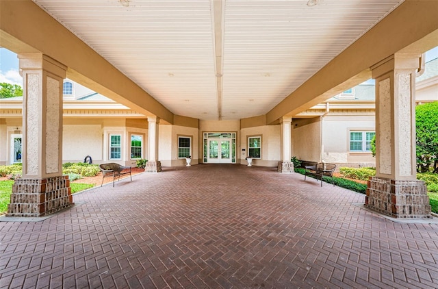 view of patio featuring french doors