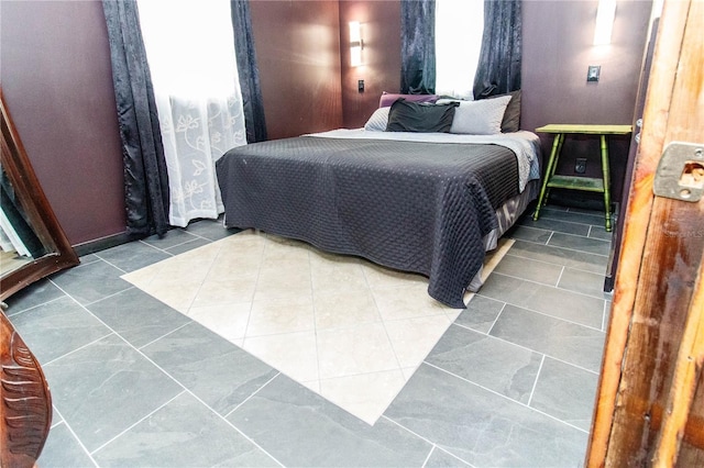 bedroom with tile patterned flooring