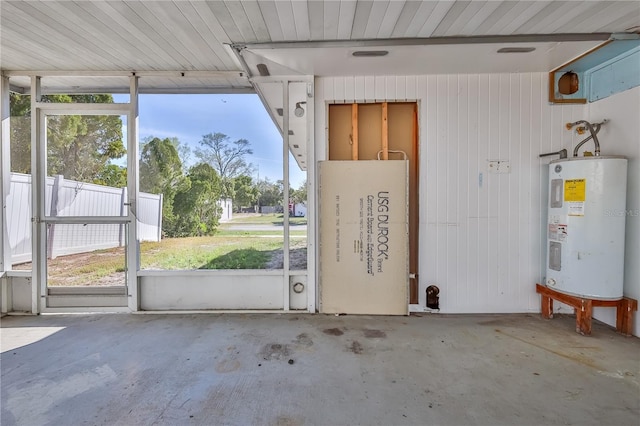 garage featuring electric water heater