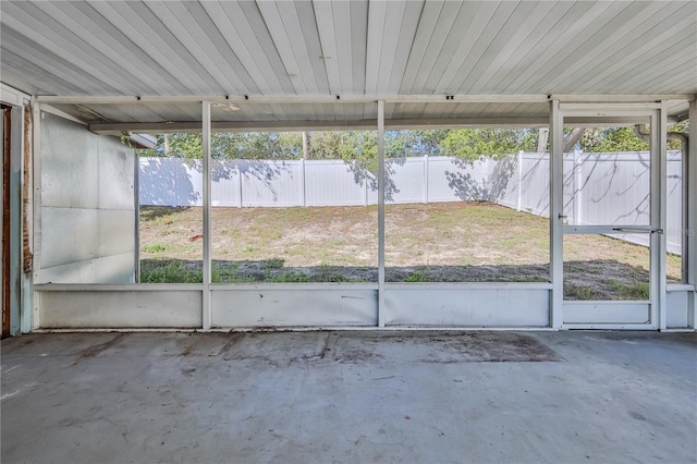 view of unfurnished sunroom