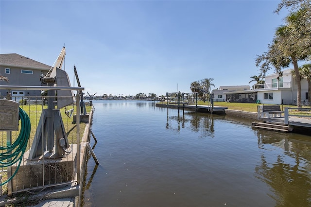 dock area featuring a water view