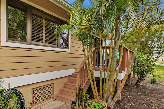 wooden deck with stairway