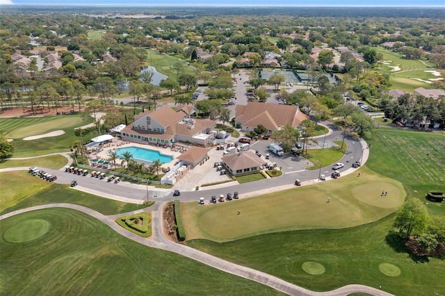 drone / aerial view featuring view of golf course