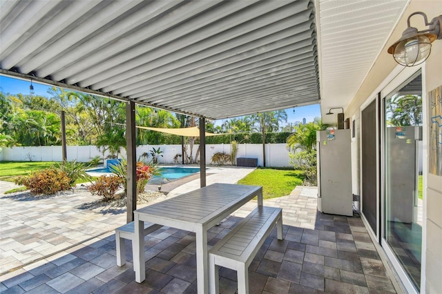 view of patio featuring a fenced backyard and a fenced in pool