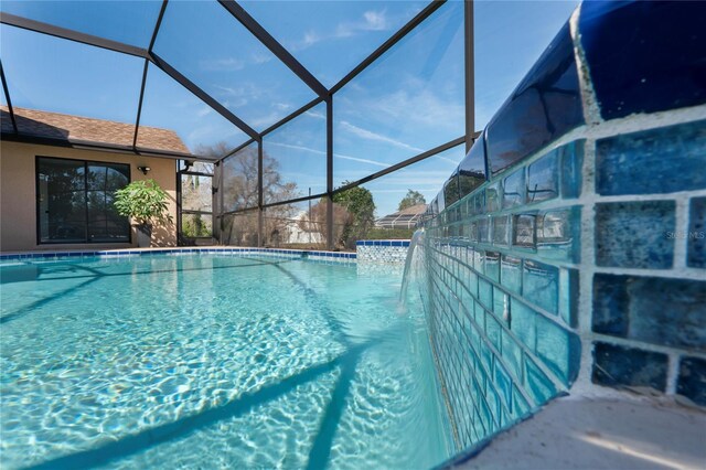 outdoor pool with glass enclosure