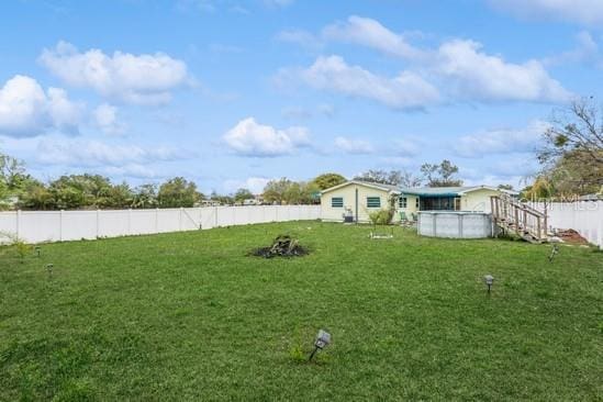 view of yard featuring a fenced backyard and a fenced in pool