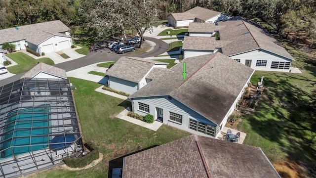 drone / aerial view with a residential view