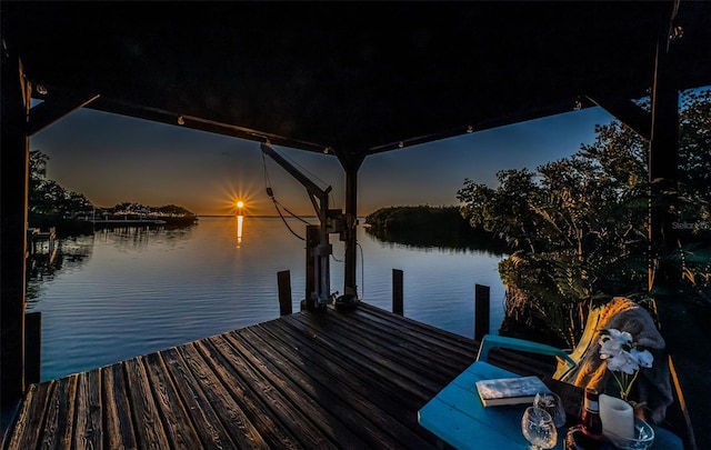 view of dock featuring a water view