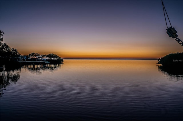 water view featuring a dock