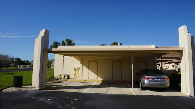 view of covered parking lot