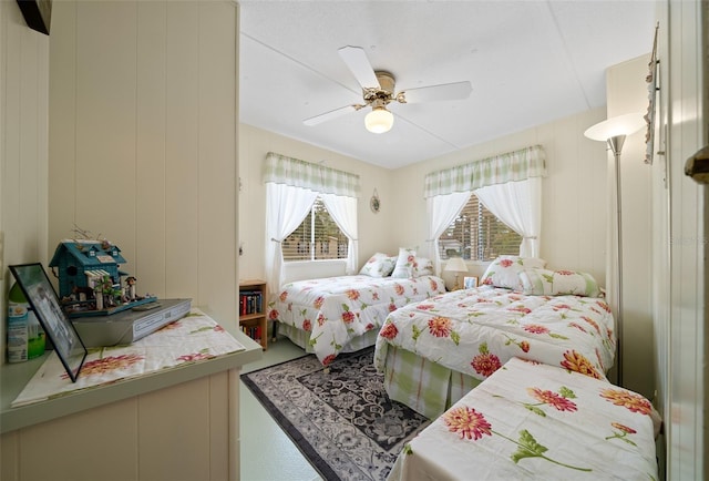 bedroom featuring ceiling fan