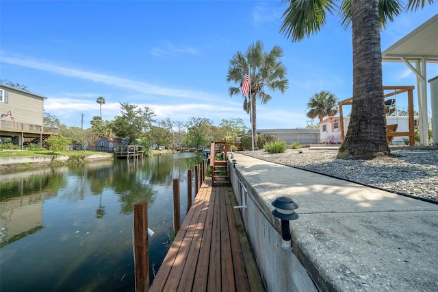 view of dock featuring a water view