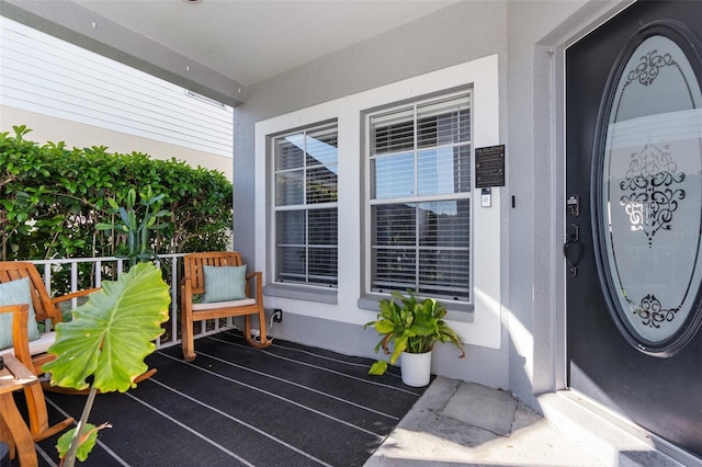 exterior space with stucco siding