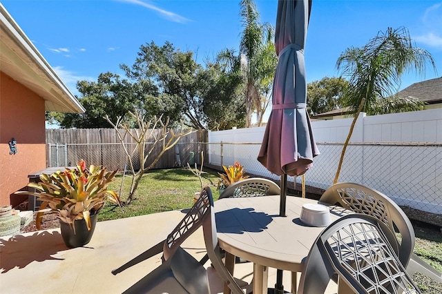 view of patio with a fenced backyard