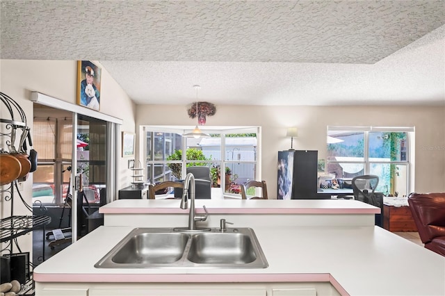 kitchen with plenty of natural light, light countertops, and a sink