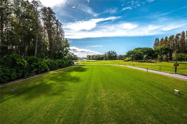 view of property's community with a lawn